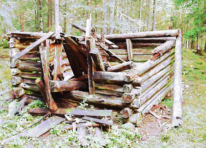 ruinierte Holzruine
